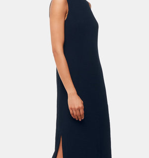 Whistles Erin Texture Midi Dress in Navy 1