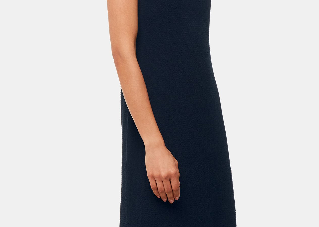 Whistles Erin Texture Midi Dress in Navy 1