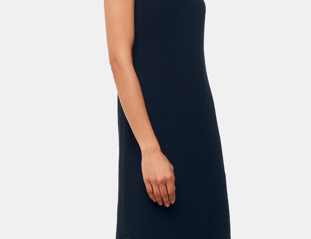 Whistles Erin Texture Midi Dress in Navy 1
