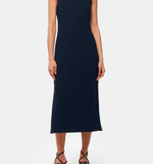 Whistles Erin Texture Midi Dress in Navy 6