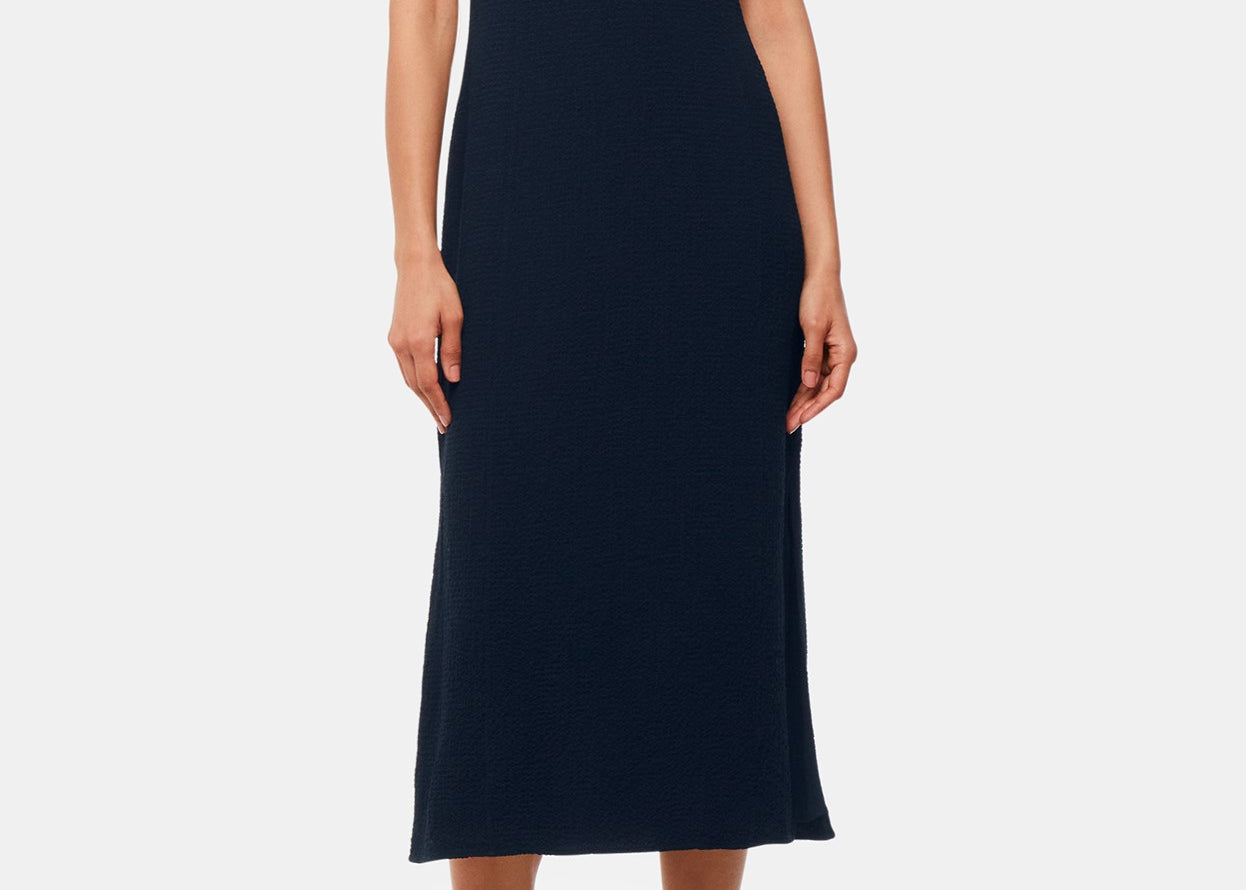 Whistles Erin Texture Midi Dress in Navy 6
