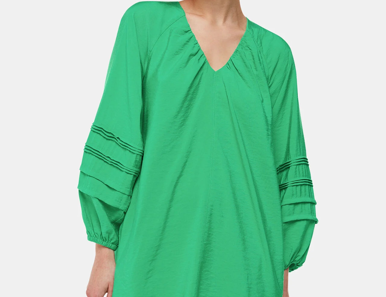 Whistles Grace V Neck Dress in Green 1