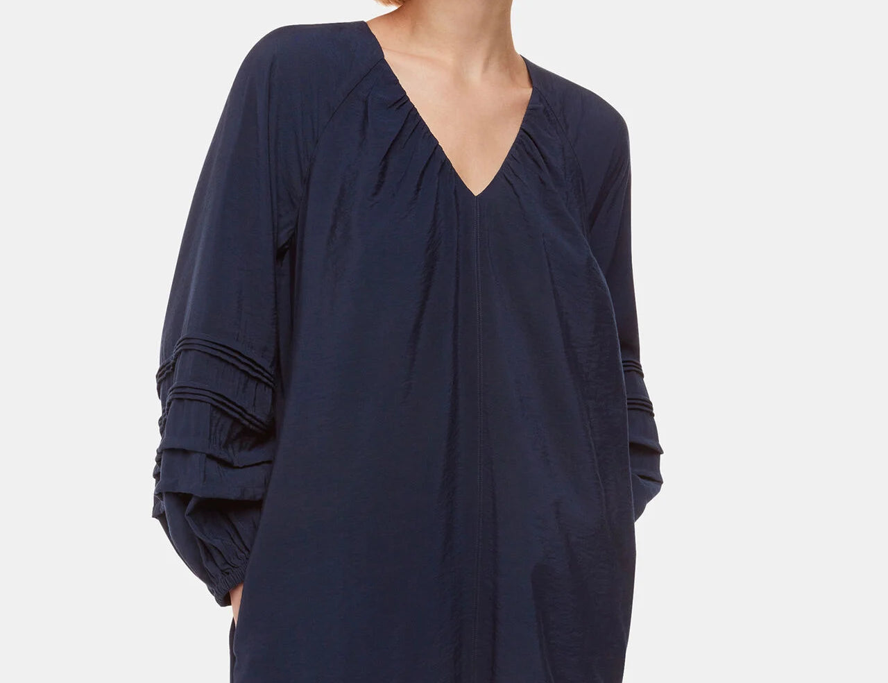 Whistles Grace V Neck Dress in Navy 1