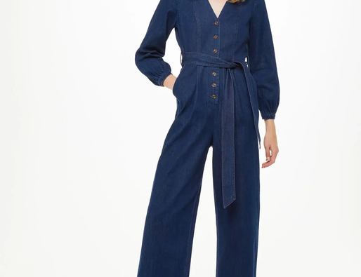 Whistles Joni Denim Belted Jumpsuit 1