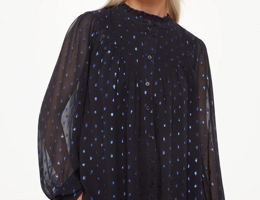 Whistles Mia Metallic Dobby TopNavy/Multi 1