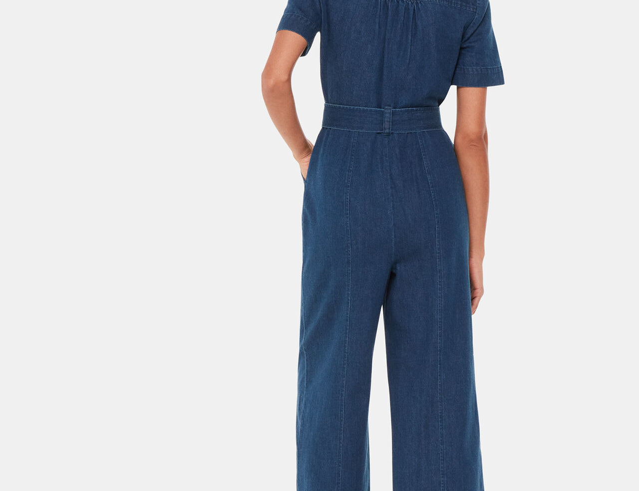 Whistles Short Sleeve Denim Jumpsuit 2