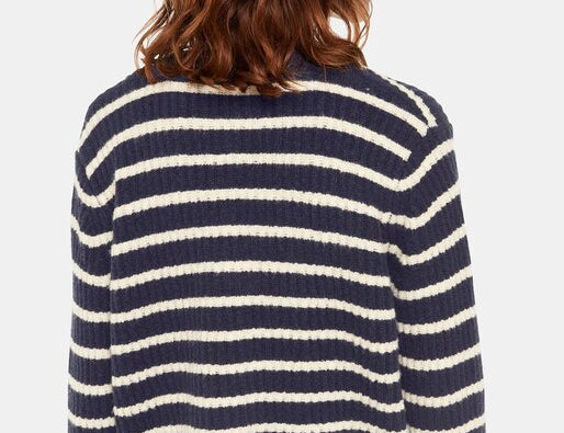 Whistles Wool Mix Stripe Cardigan Navy/Multi 2
