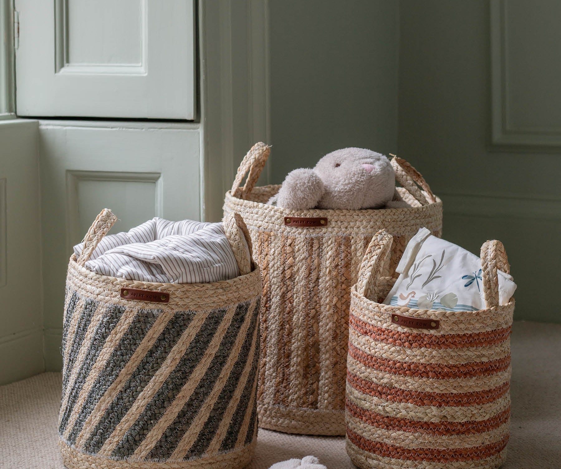 collection of 3 storage baskets