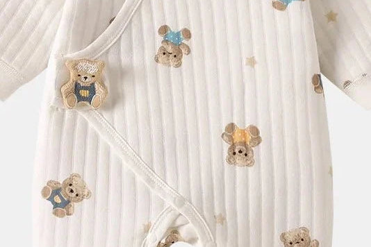 Charming Bear Boucle Wrap Babygrow Romper by Cozy Crew Club