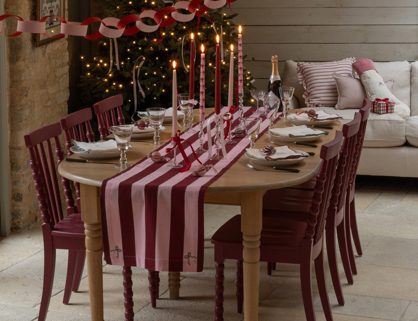 Avery Row Table Runner Bold Stripe Burgundy 2