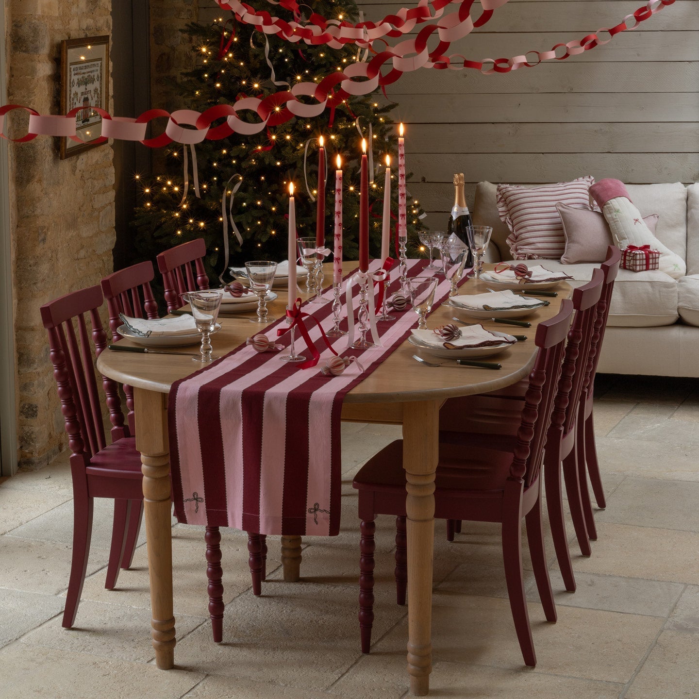 Avery Row Table Runner Bold Stripe Burgundy 2