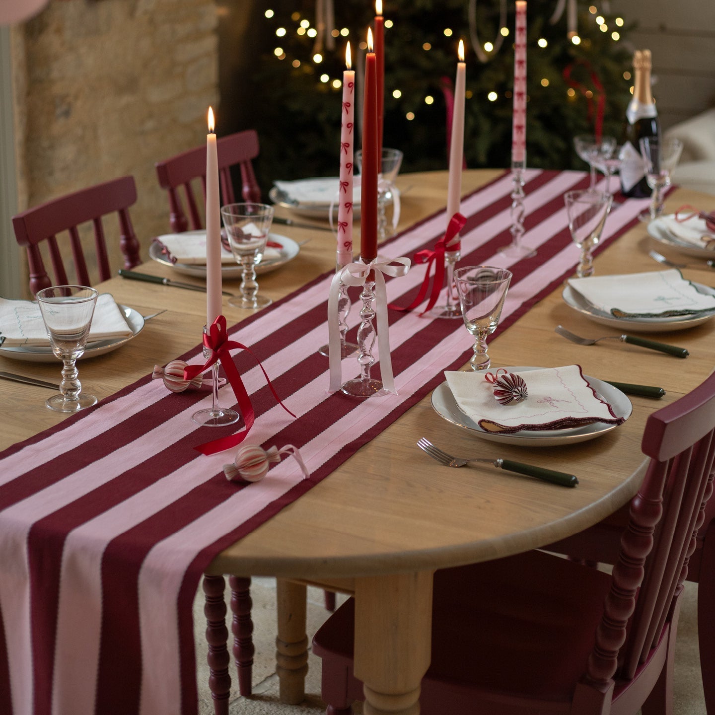 Avery Row Table Runner Bold Stripe Burgundy 3