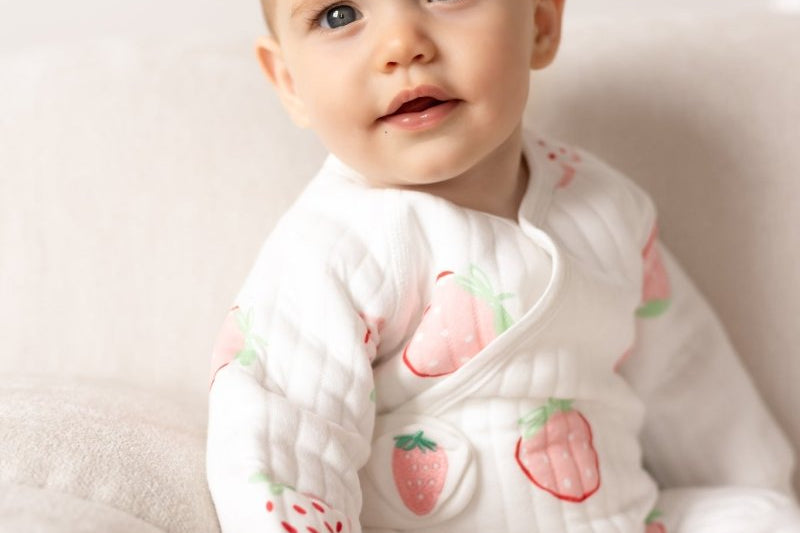 Strawberry Boucle Wrap Babygrow Romper by Cozy Crew Club – image 2