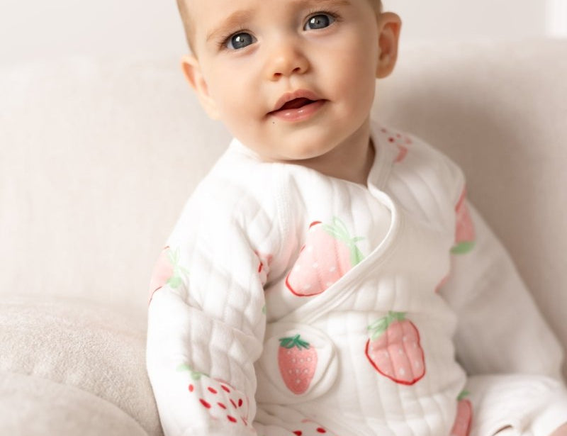 Strawberry Boucle Wrap Babygrow Romper by Cozy Crew Club – image 2