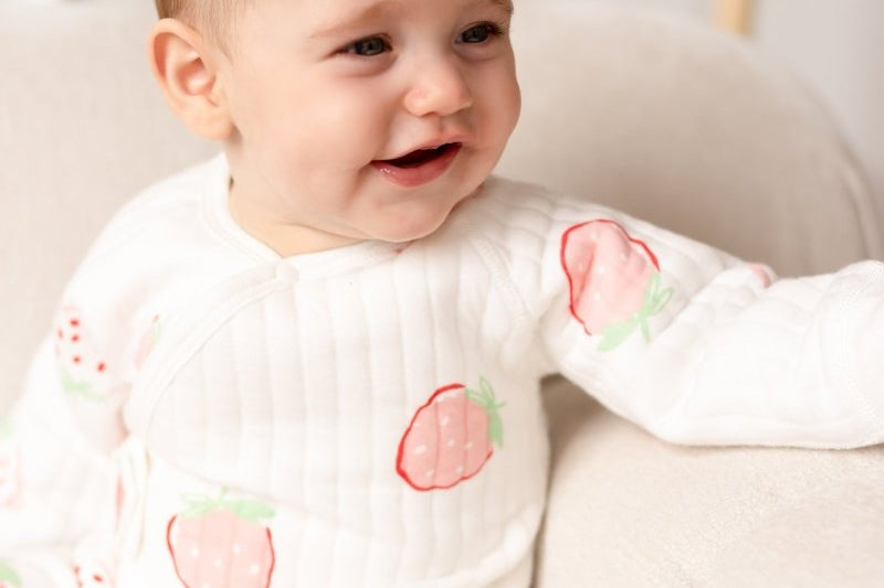Strawberry Boucle Wrap Babygrow Romper by Cozy Crew Club – image 3
