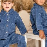 Baby Embroidered Bear Denim Two-Piece Set by Cozy Crew Club
