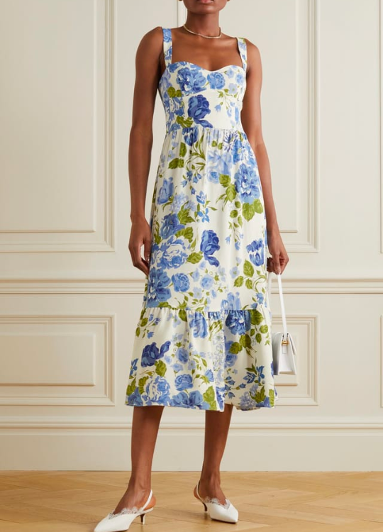 Reformation Celestia Dress White, Green \u0026 Blue – For The Creators