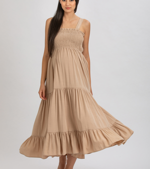 Pietro Brunelli Holly Maxi Maternity Dress in Almond