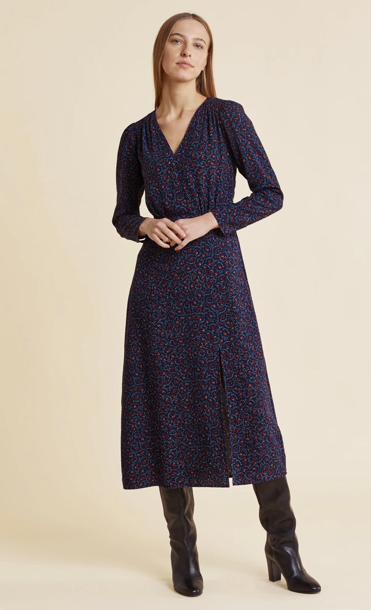Vintage Rose Shirred Shoulder Dress