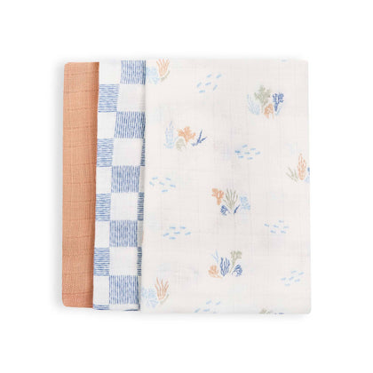Avery Row Organic Baby Muslin Squares Set of 3 - Coastline 1