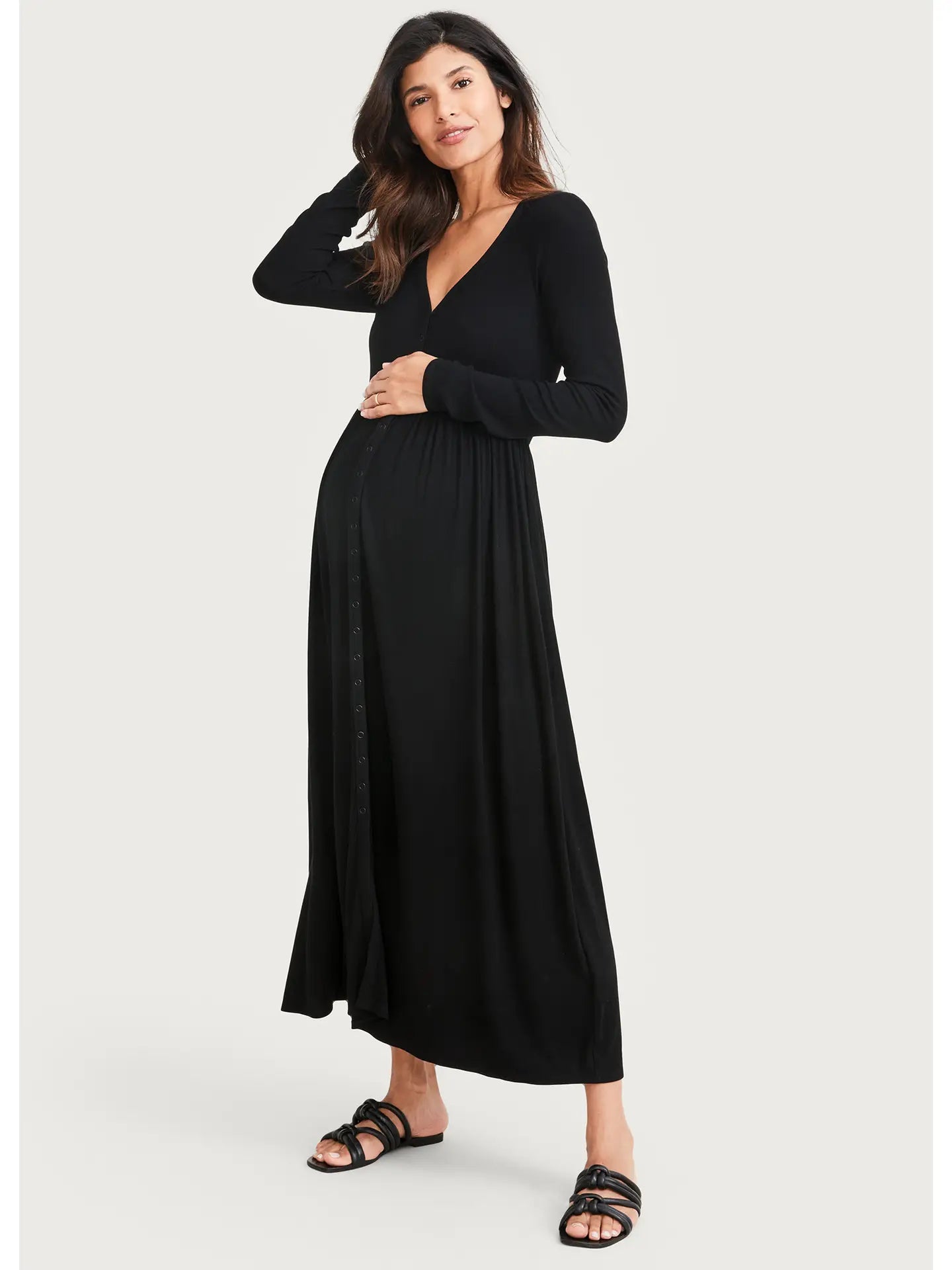 The Softest Rib Nursing Dress Black | Hatch at For The Creators