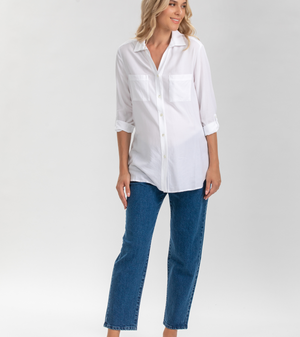 Pietro Brunelli 90s Straight Leg Maternity Jeans in a Dark-Wash