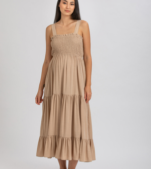 Pietro Brunelli Holly Maxi Maternity Dress in Almond