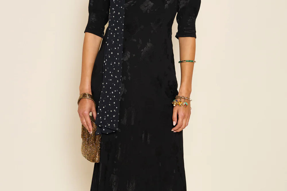 rixo black dress Zadie Jacquard Midi Dress