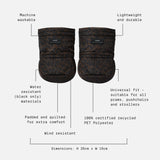 Astrid Eco Universal Stroller Mittens in Chocolate Leopard with feature call-outs: wind resistant, machine washable