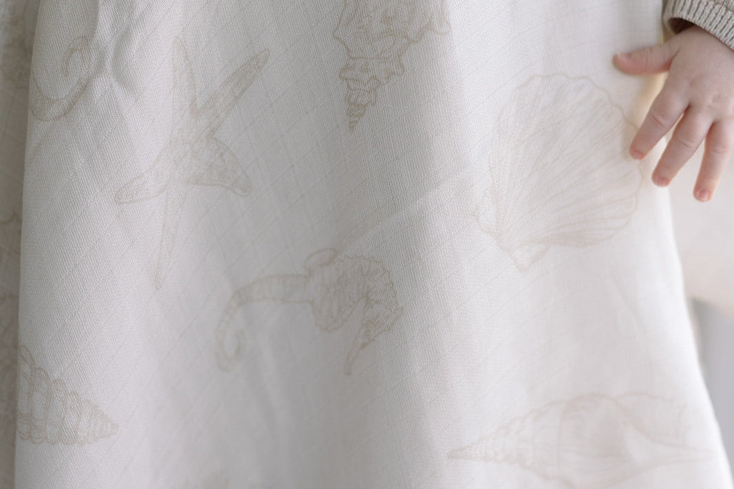 Ralphie Bear Seashell Large Swaddle Muslin 2