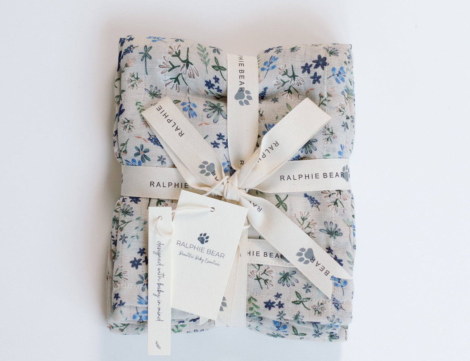 Ralphie Bear Wildflower Large Swaddle Muslin 1