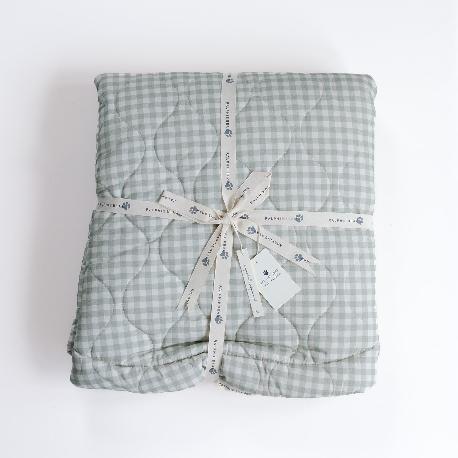 Ralphie Bear Ralphie Bear Sage Green Gingham Quilted Playmat 8