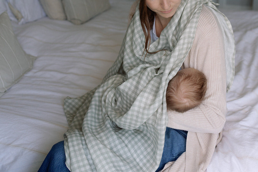Ralphie Bear Gingham Sage Large Swaddle Muslin 8