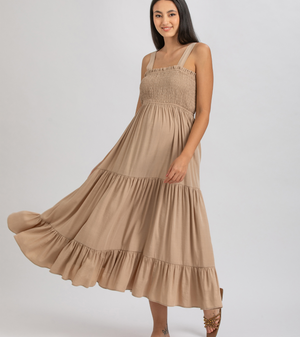 Pietro Brunelli Holly Maxi Maternity Dress in Almond