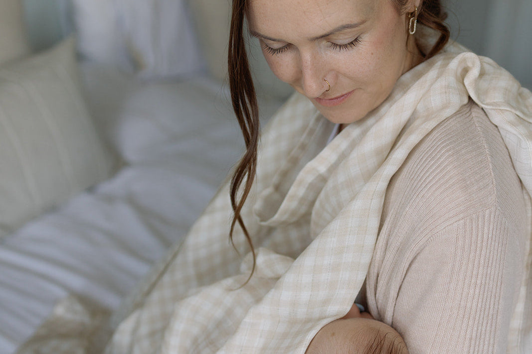 Ralphie Bear Gingham Beige Large Swaddle Muslin 4