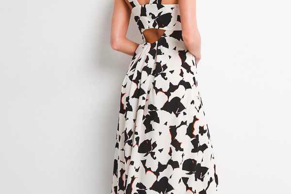 Silhouette Floral V Neck Dress