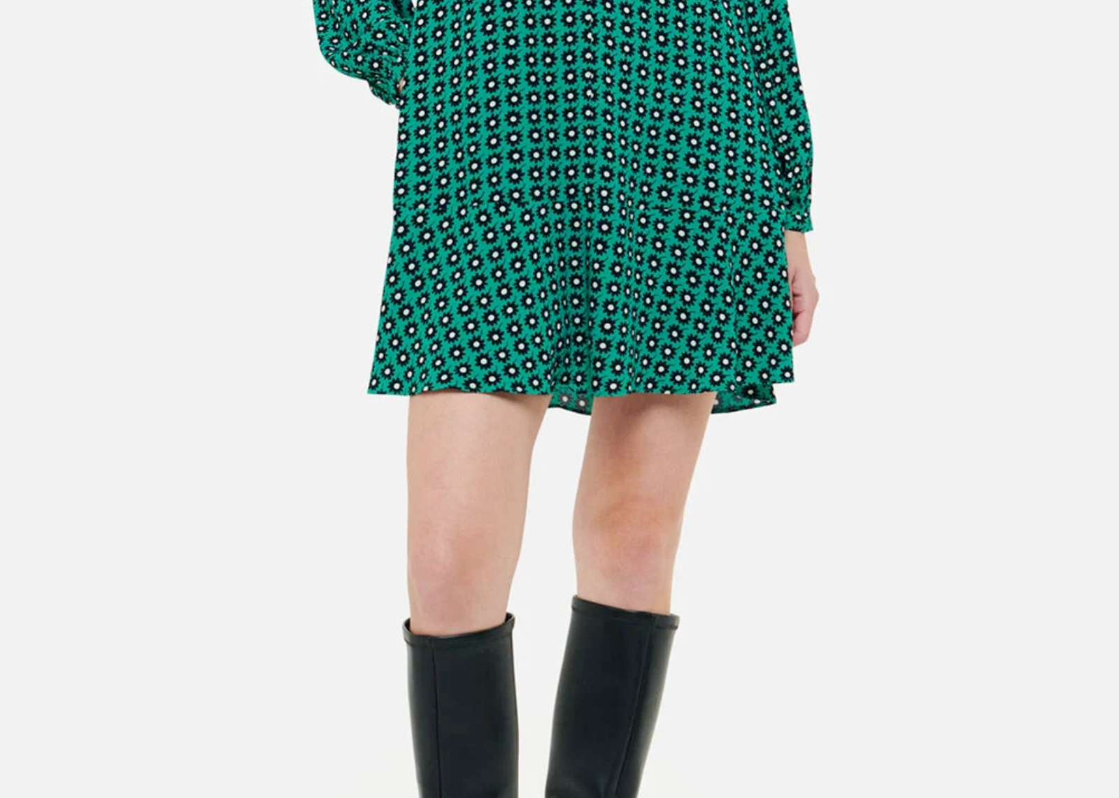 Floral Dot Flippy Dress - Green/Multi