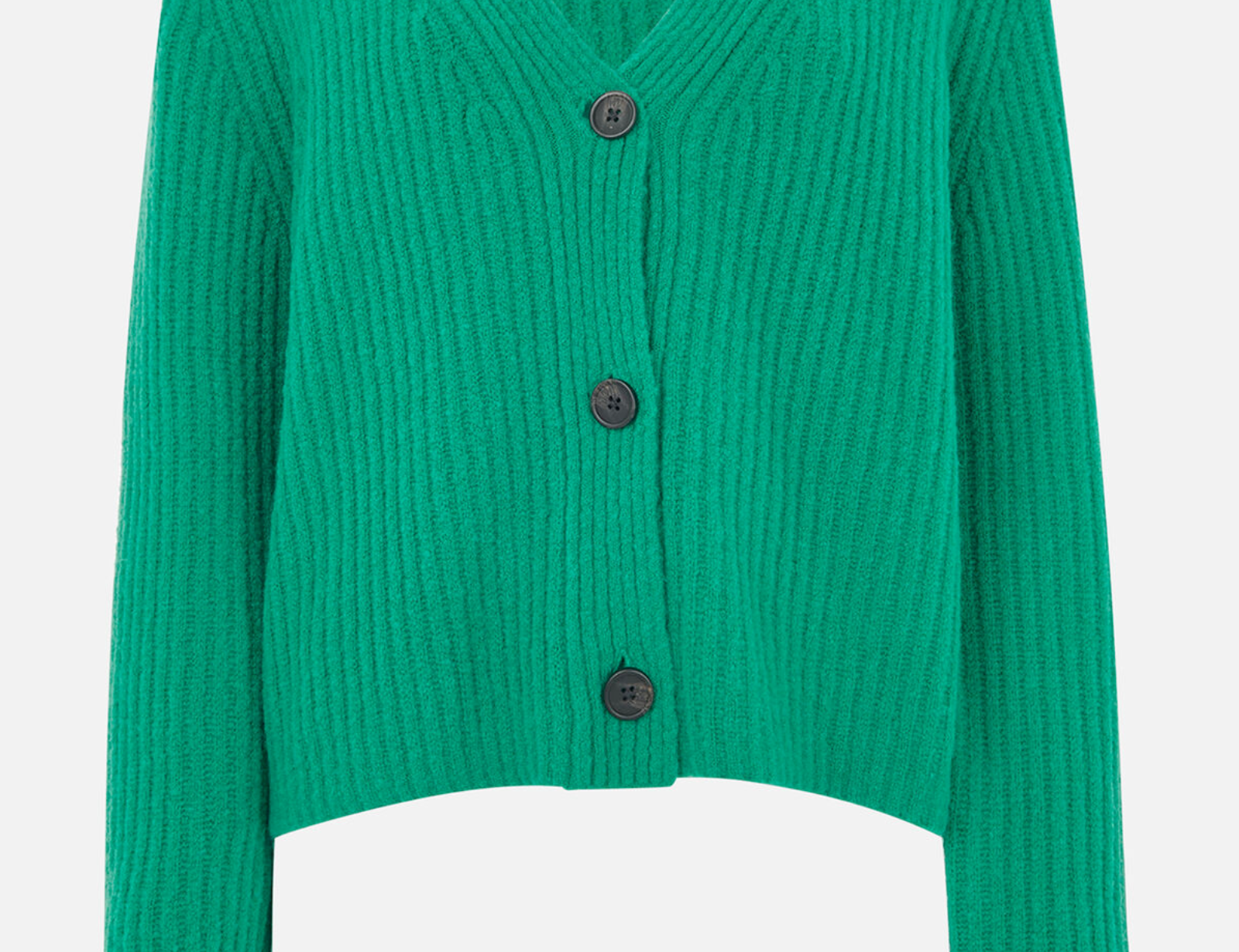 Wool Mix Rib Cardigan Green