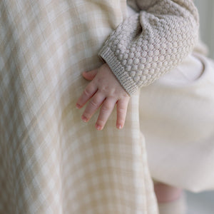 Ralphie Bear Gingham Beige Large Swaddle Muslin 2