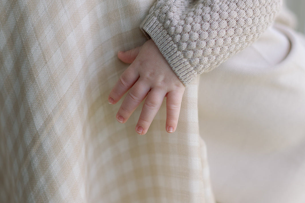 Ralphie Bear Gingham Beige Large Swaddle Muslin 2