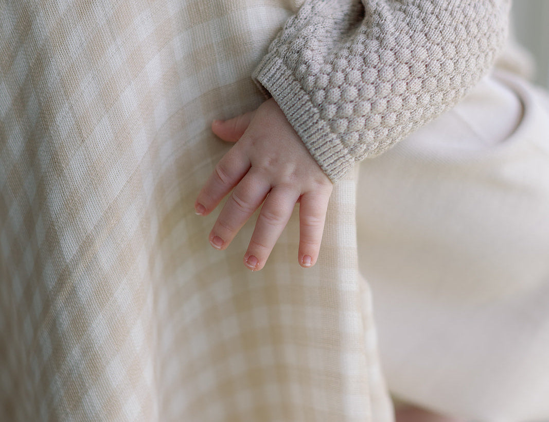 Ralphie Bear Gingham Beige Large Swaddle Muslin 2