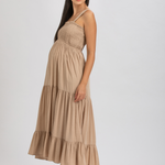 Pietro Brunelli Holly Maxi Maternity Dress in Almond