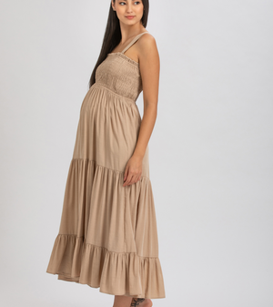 Pietro Brunelli Holly Maxi Maternity Dress in Almond