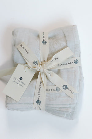 Ralphie Bear Seashell Large Swaddle Muslin 1
