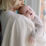 Ralphie Bear Gingham Beige Large Swaddle Muslin 12
