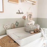 Ralphie Bear Gingham Sage Green Anti Roll Wedge Baby Changing Mat 6