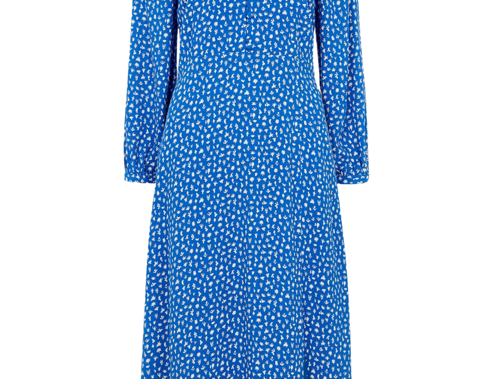 Micro Cactus Print Midi Dress in Blue