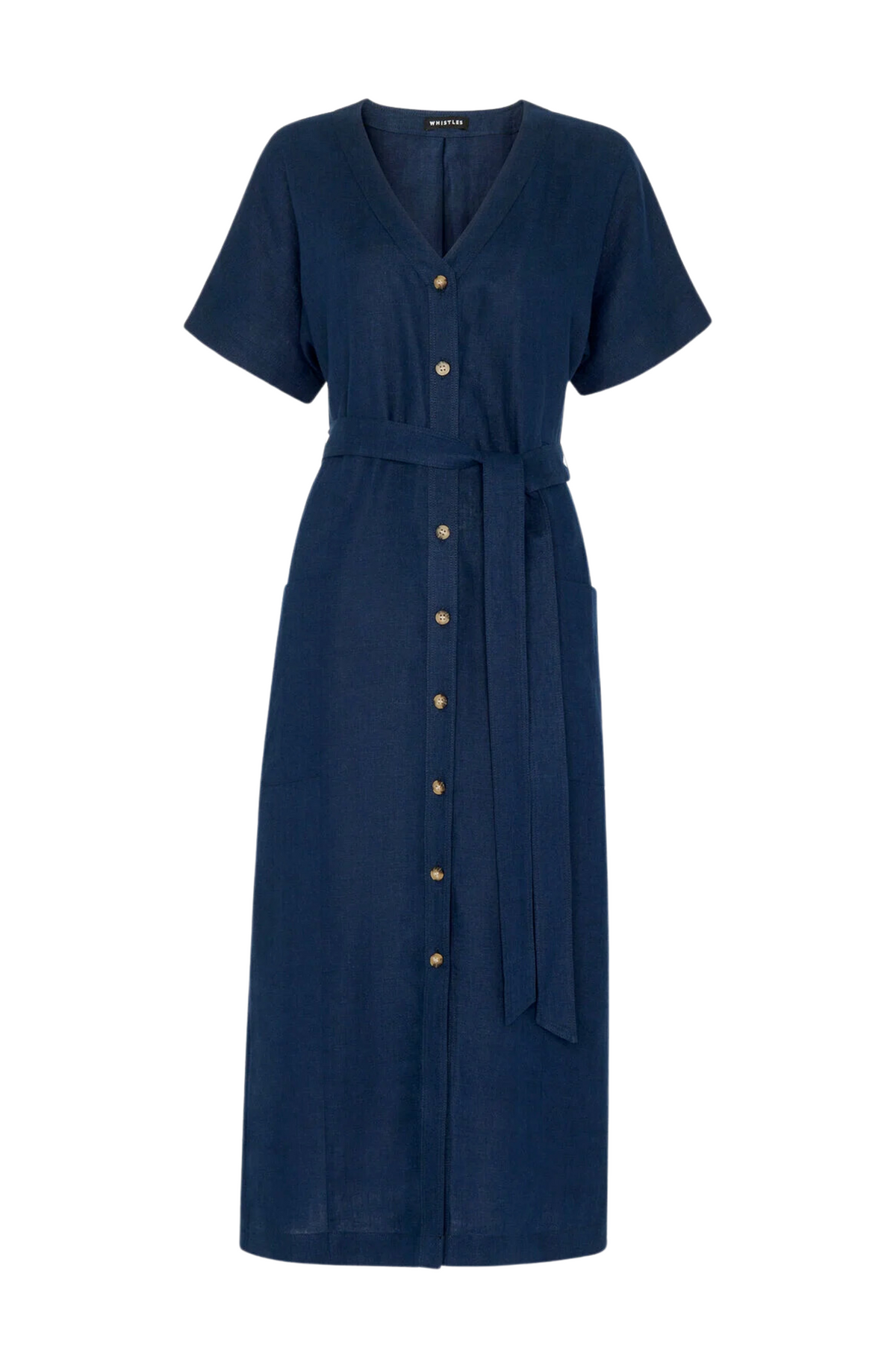 Linen Belted Midi Dress