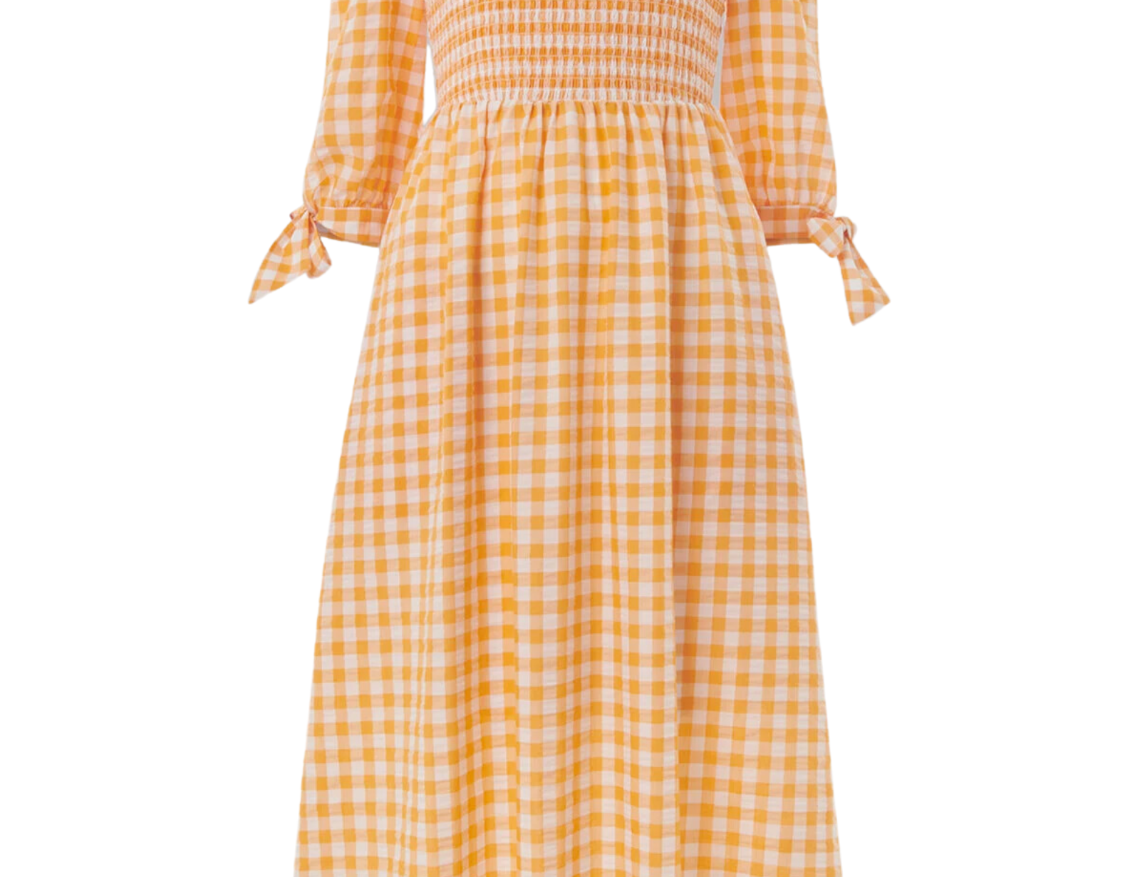 Gingham Check Shirred Dress