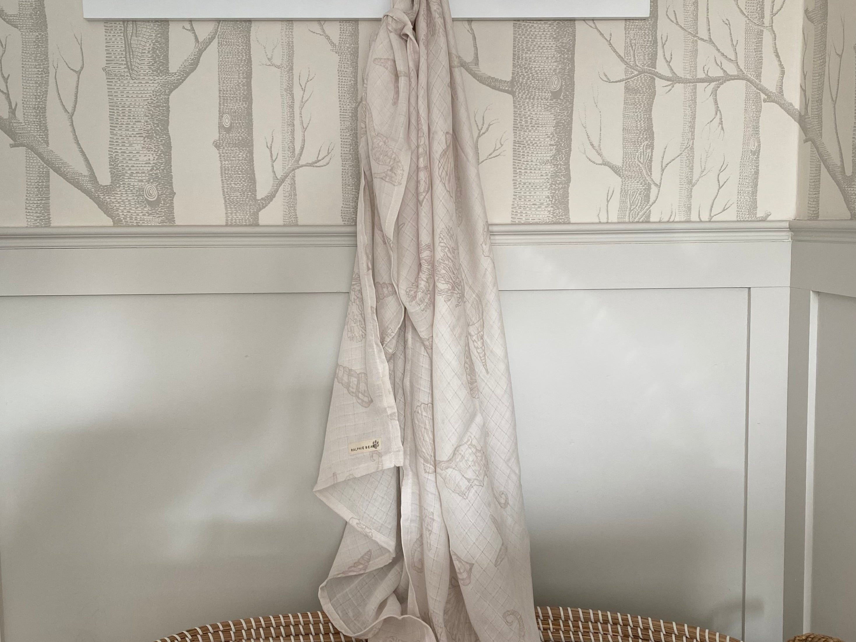 Ralphie Bear Seashell Large Swaddle Muslin 13